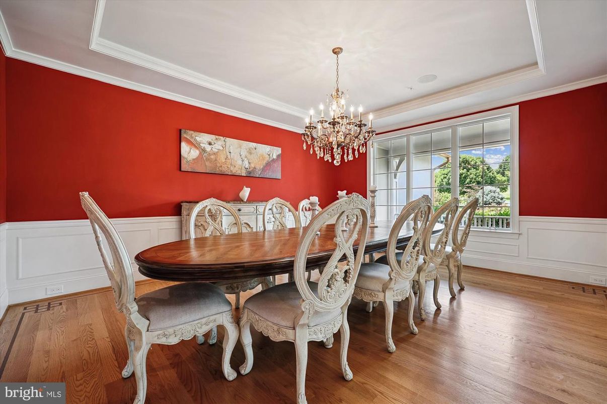 Chandelier, Dining room, Interior, Wood Texture Flooring