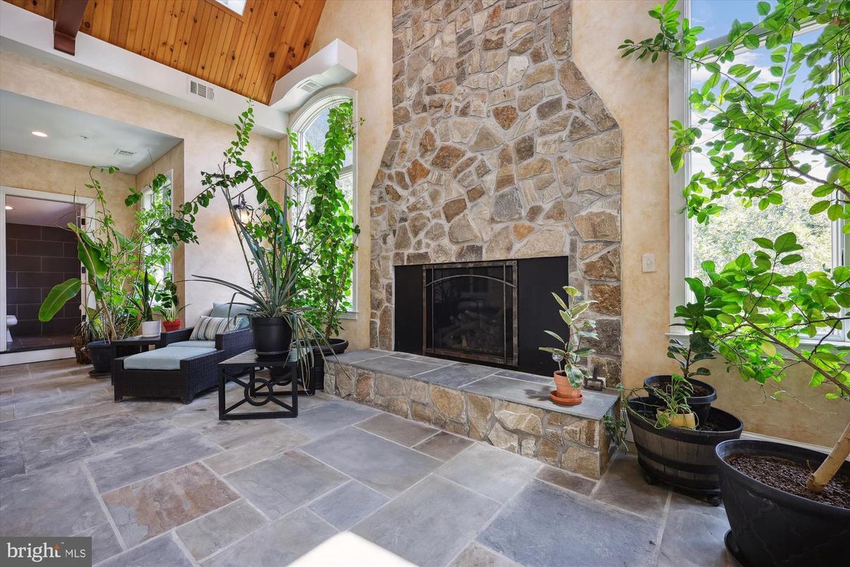 Exterior, Fireplace, Stone Walls