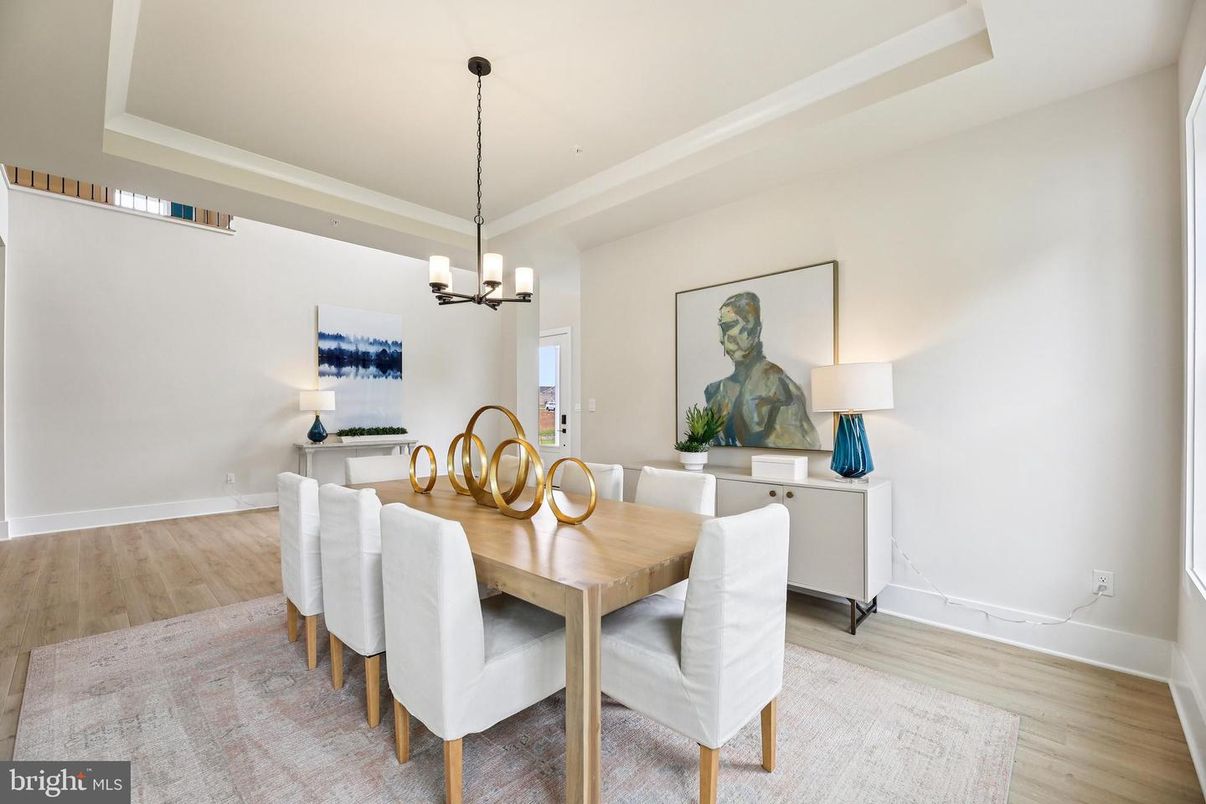 Chandelier, Dining room, Interior, Pendant Lights, Wood Texture Flooring
