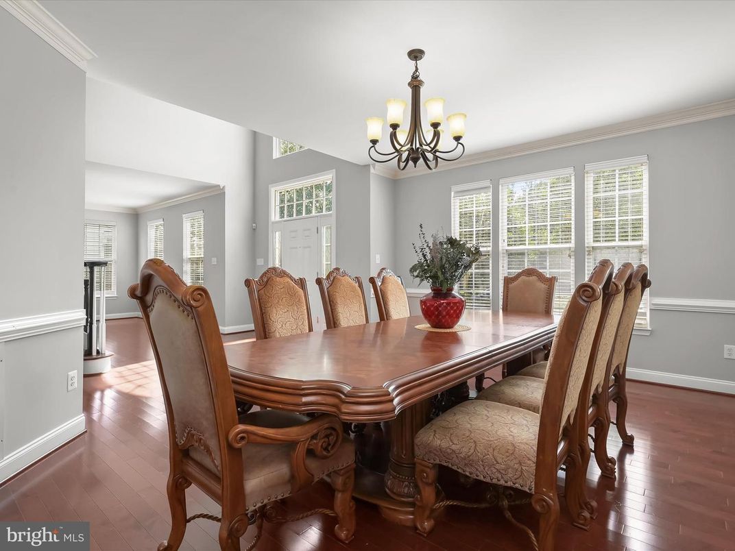 Chandelier, Dining room, Interior, Wood Texture Flooring