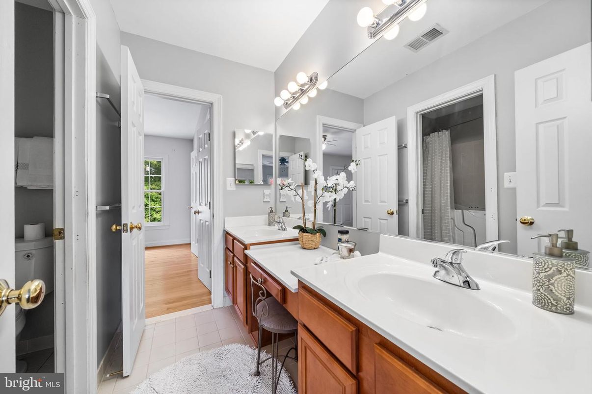 Bathroom, Dual Sink Vanities, Interior, Wood Texture Flooring