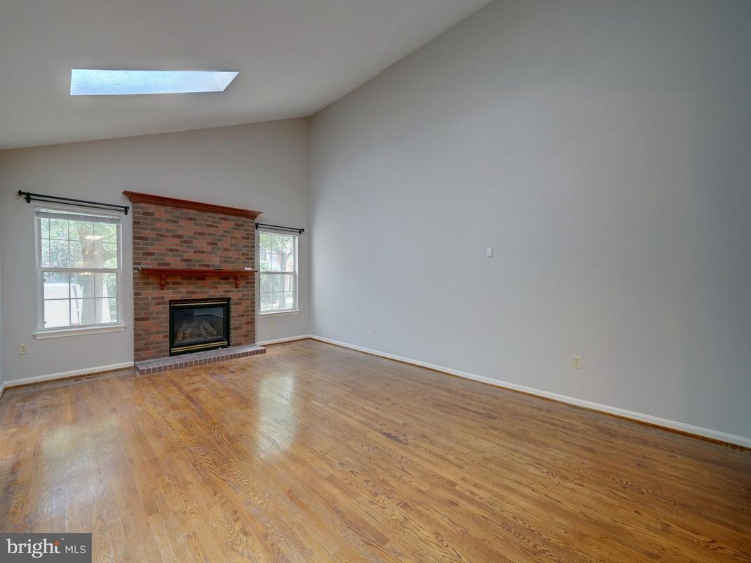 Empty room, Fireplace, Interior, Stone Walls, Wood Texture Flooring