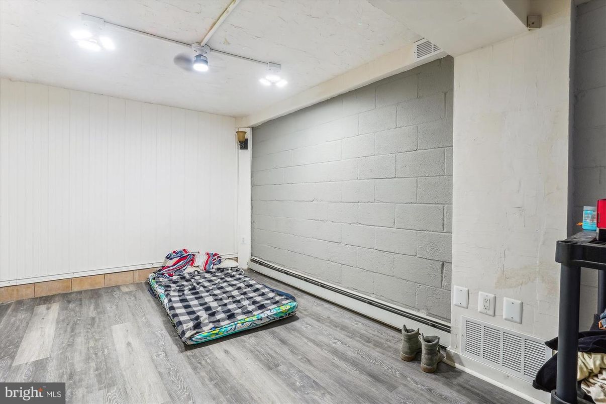 Interior, Recessed Lighting, Stone Walls, Wood Texture Flooring