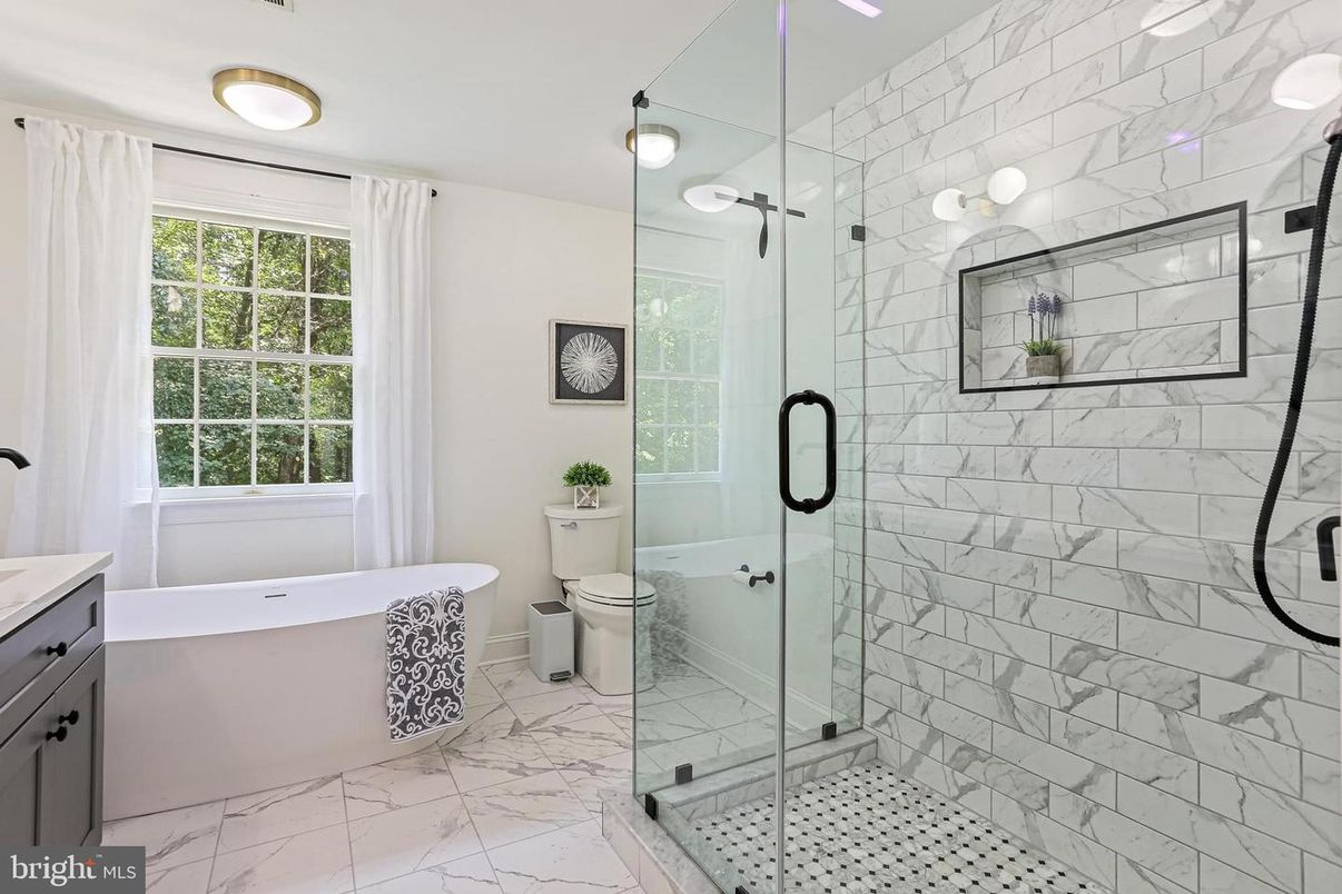 Bathroom, Glass Shower, Interior, Marble, Marble Walls