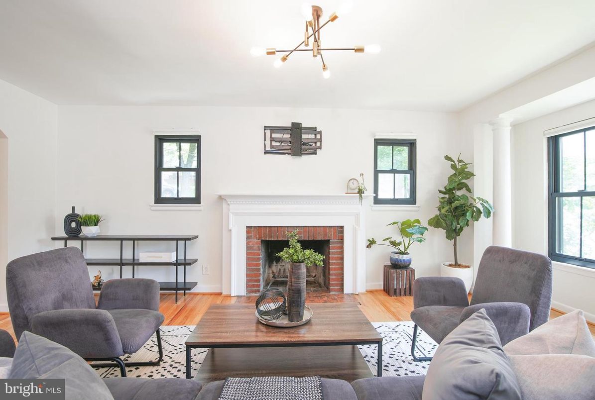 Fireplace, Interior, Living room, Pendant Lights, Wood Texture Flooring