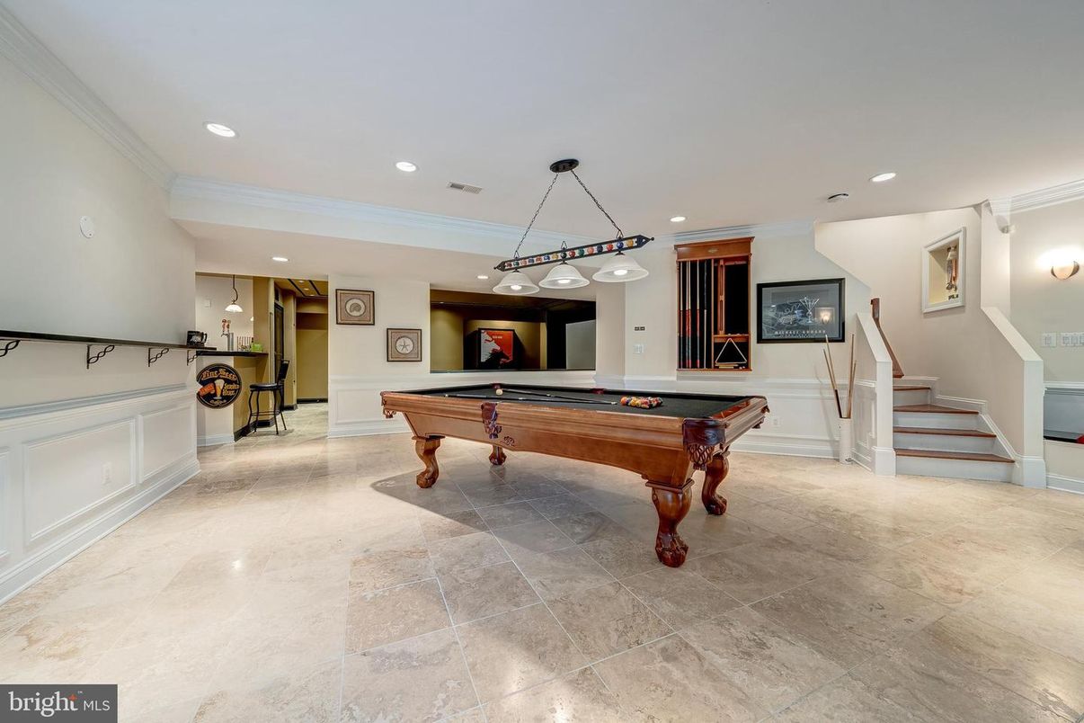Billiard Table, Game Room, Interior, Pendant Lights, Recessed Lighting