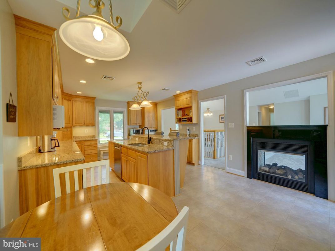Dining room, Fireplace, Interior, Kitchen, Pendant Lights, Recessed Lighting