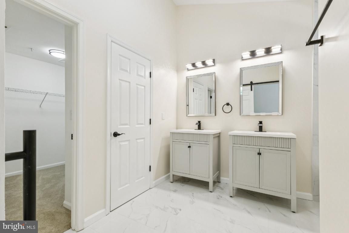 Bathroom, Dual Sink Vanities, Interior, Marble, Walk-in Closets