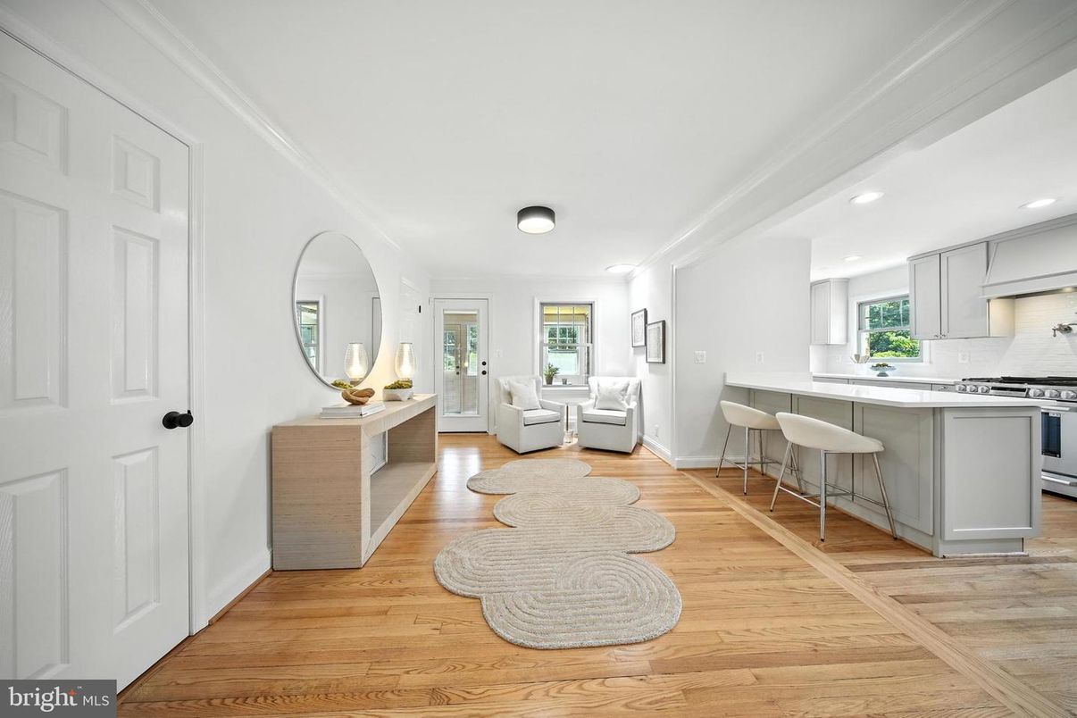 Interior, Kitchen, Living room, Recessed Lighting, Wood Texture Flooring
