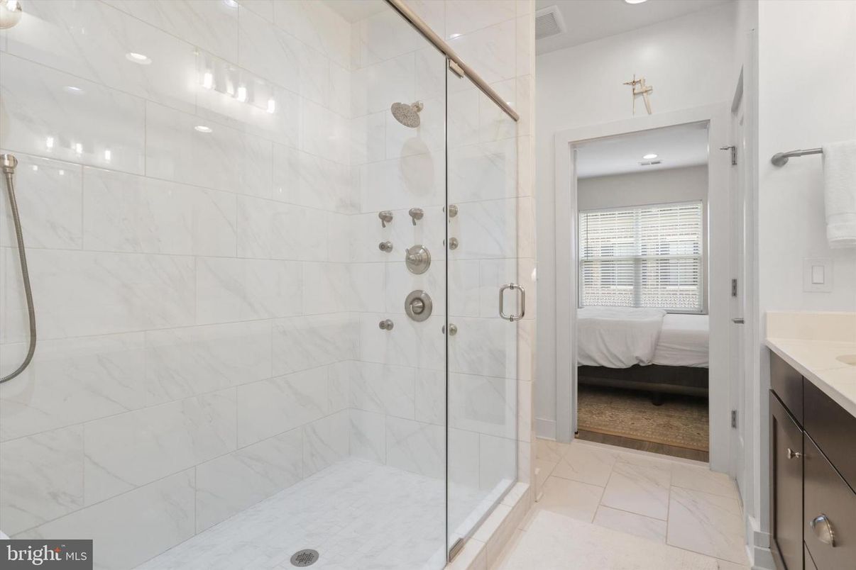 Bathroom, Bedroom, Glass Shower, Interior, Marble Walls, Recessed Lighting