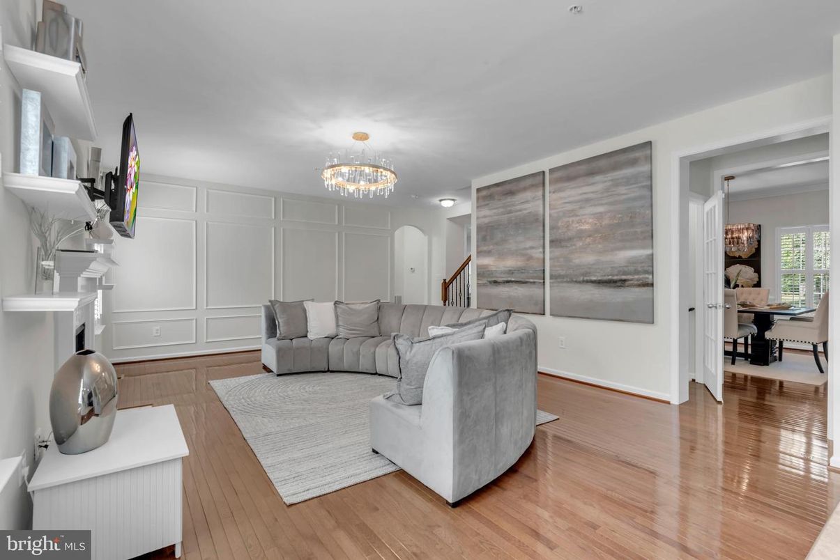 Chandelier, Dining room, Fireplace, Interior, Living room, Wood Texture Flooring