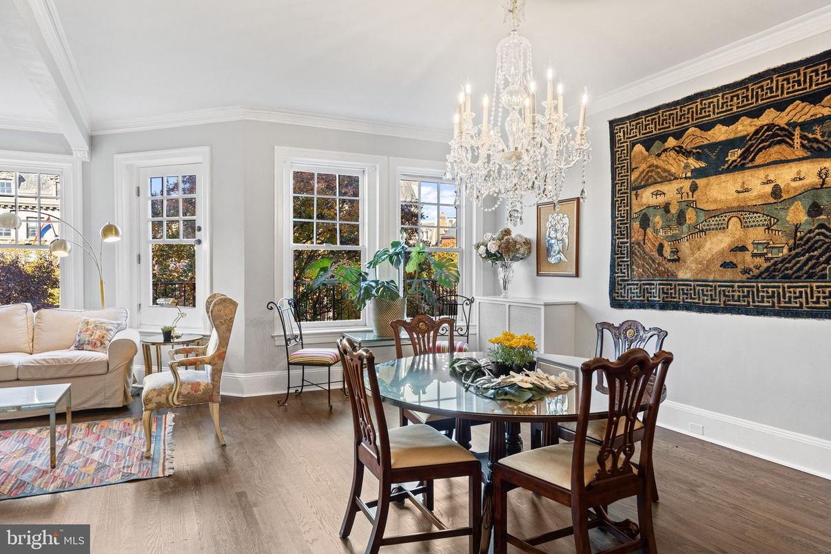 Chandelier, Dining room, Interior, Wood Texture Flooring