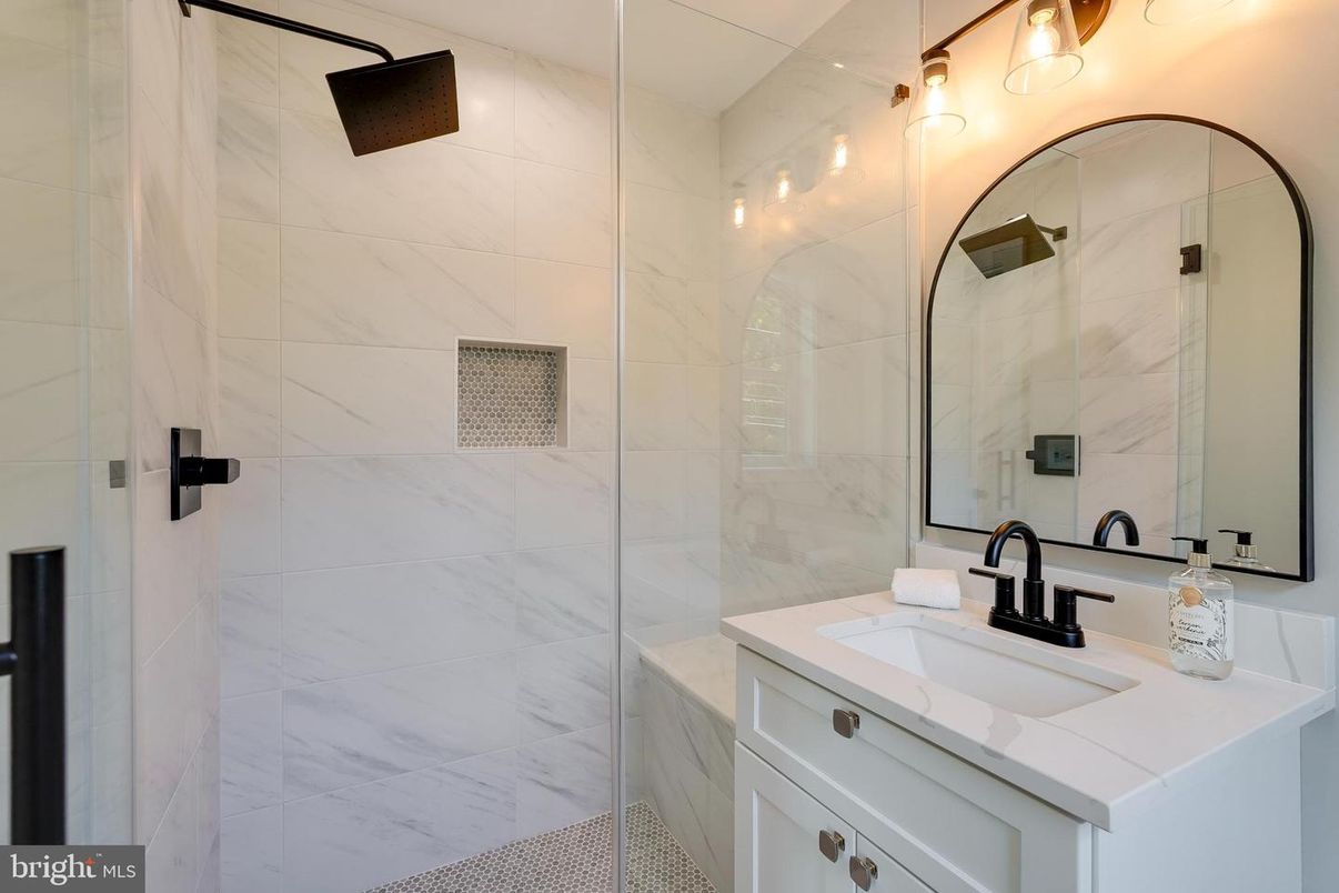 Bathroom, Glass Shower, Interior, Marble Walls
