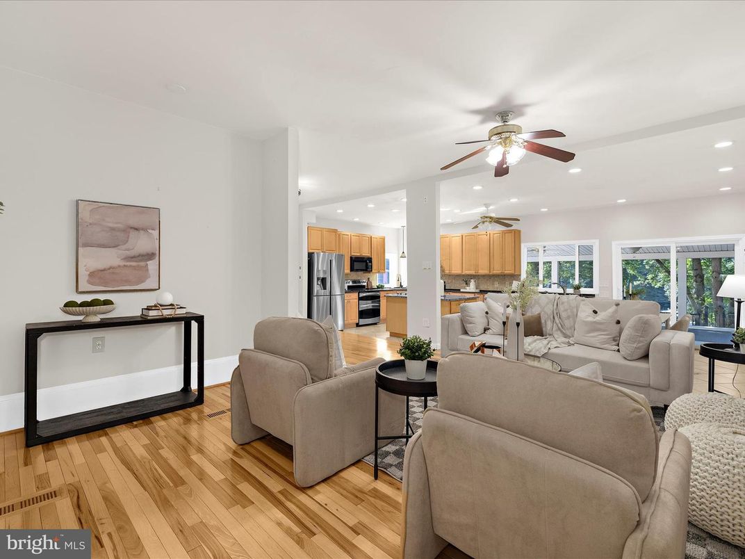 Interior, Kitchen, Living room, Recessed Lighting, Stainless Steel Appliances, Wood Texture Flooring