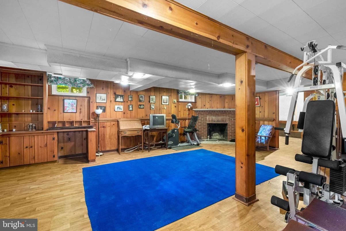 Fireplace, Fitness Equipment, Interior, Wooden Beams, Wood Texture Flooring, Wooden Walls