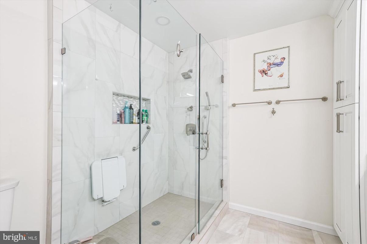 Bathroom, Glass Shower, Interior, Marble Walls