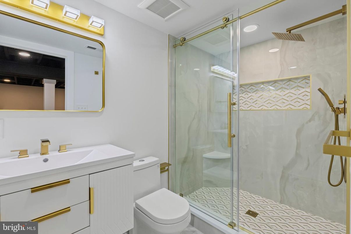 Bathroom, Glass Shower, Interior, Recessed Lighting