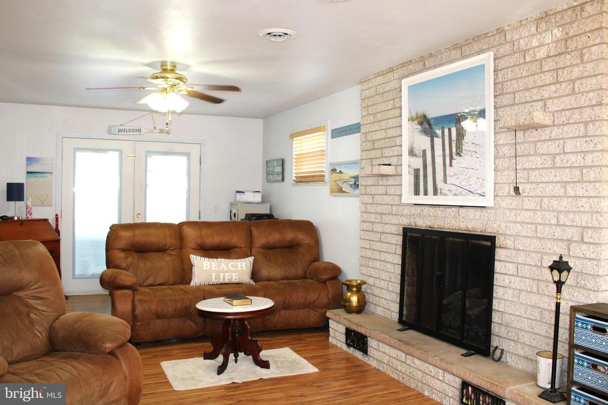 Fireplace, Interior, Living room, Stone Walls, Wood Texture Flooring