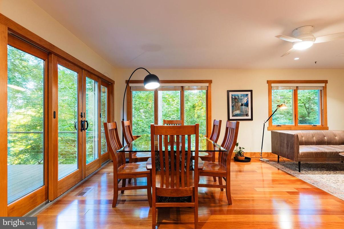 Dining room, Interior, Recessed Lighting, Wood Texture Flooring