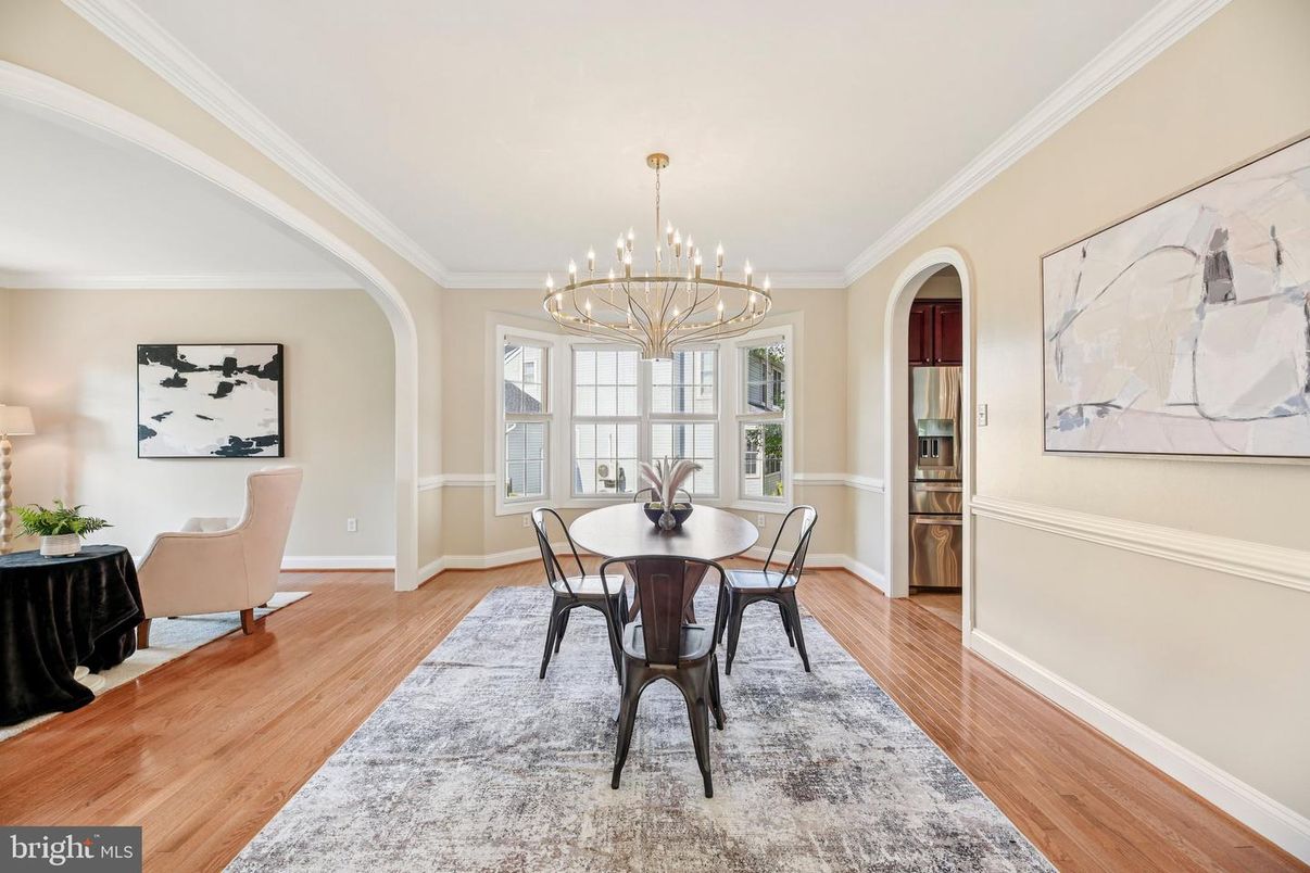Chandelier, Dining room, Interior, Wood Texture Flooring