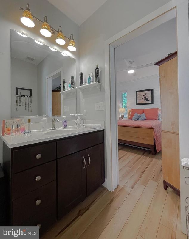 Bathroom, Bedroom, Dual Sink Vanities, Interior, Wood Texture Flooring
