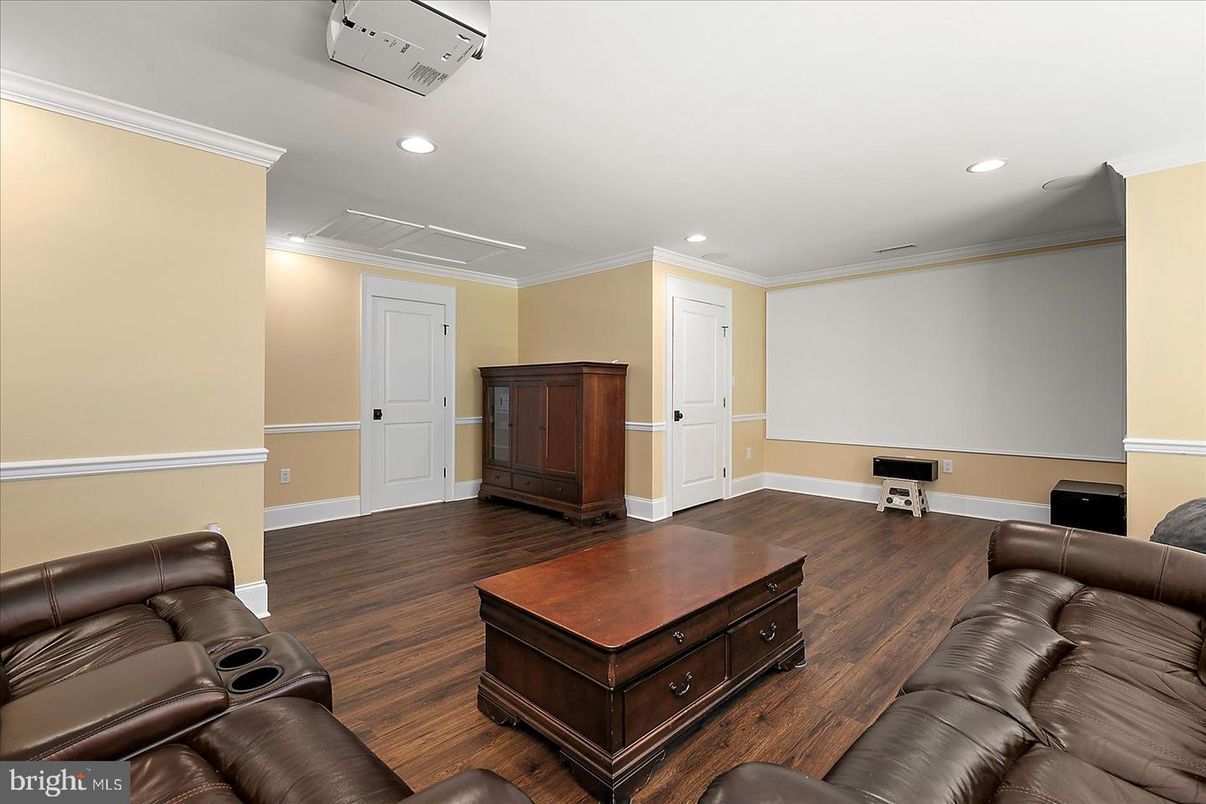 Home Theatre Room, Interior, Recessed Lighting, Theatre Room, Wood Texture Flooring