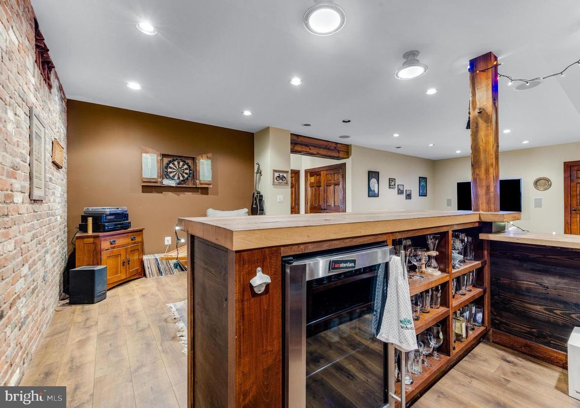 Interior, Recessed Lighting, Stone Walls, Wood Texture Flooring