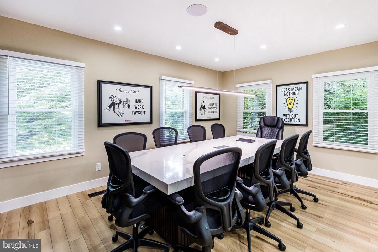 Dining room, Interior, Recessed Lighting, Wood Texture Flooring