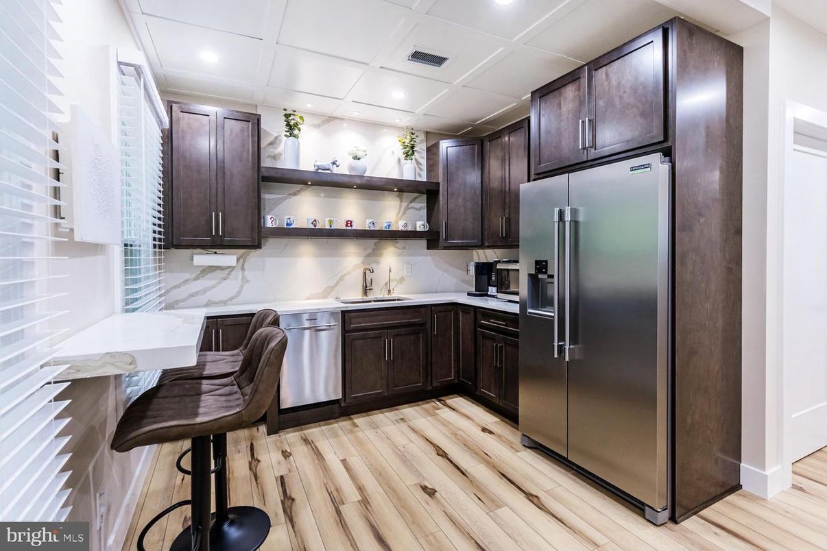 Interior, Kitchen, Recessed Lighting, Wood Texture Flooring