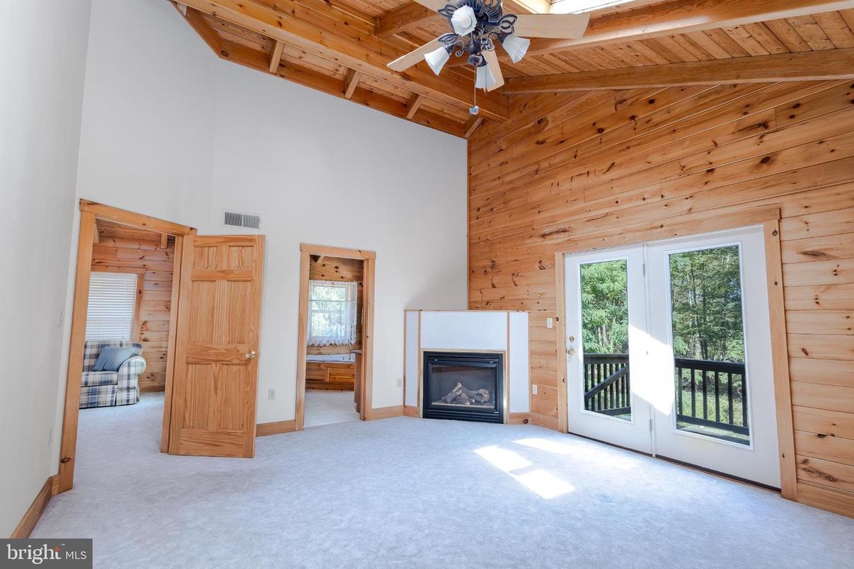 Empty room, Fireplace, Interior, Wooden Beams, Wooden Ceilings, Wooden Walls