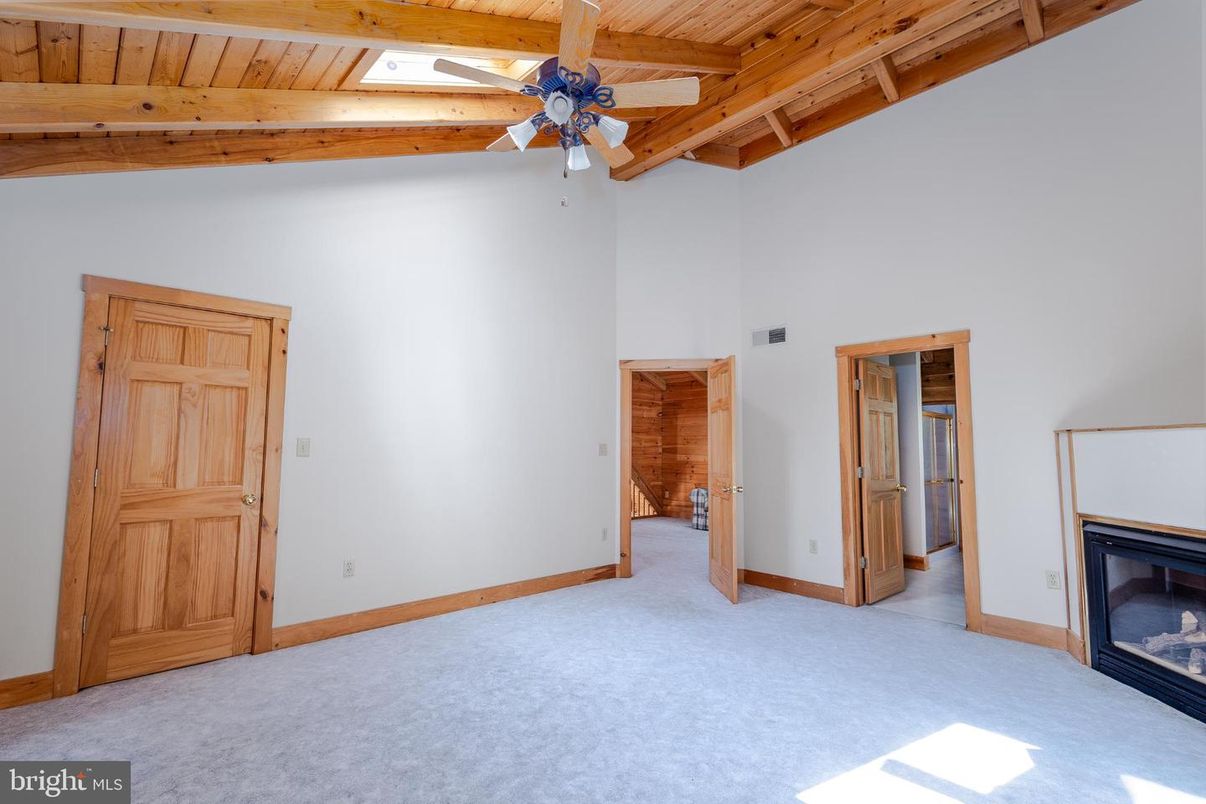 Empty room, Fireplace, Interior, Wooden Beams, Wooden Ceilings