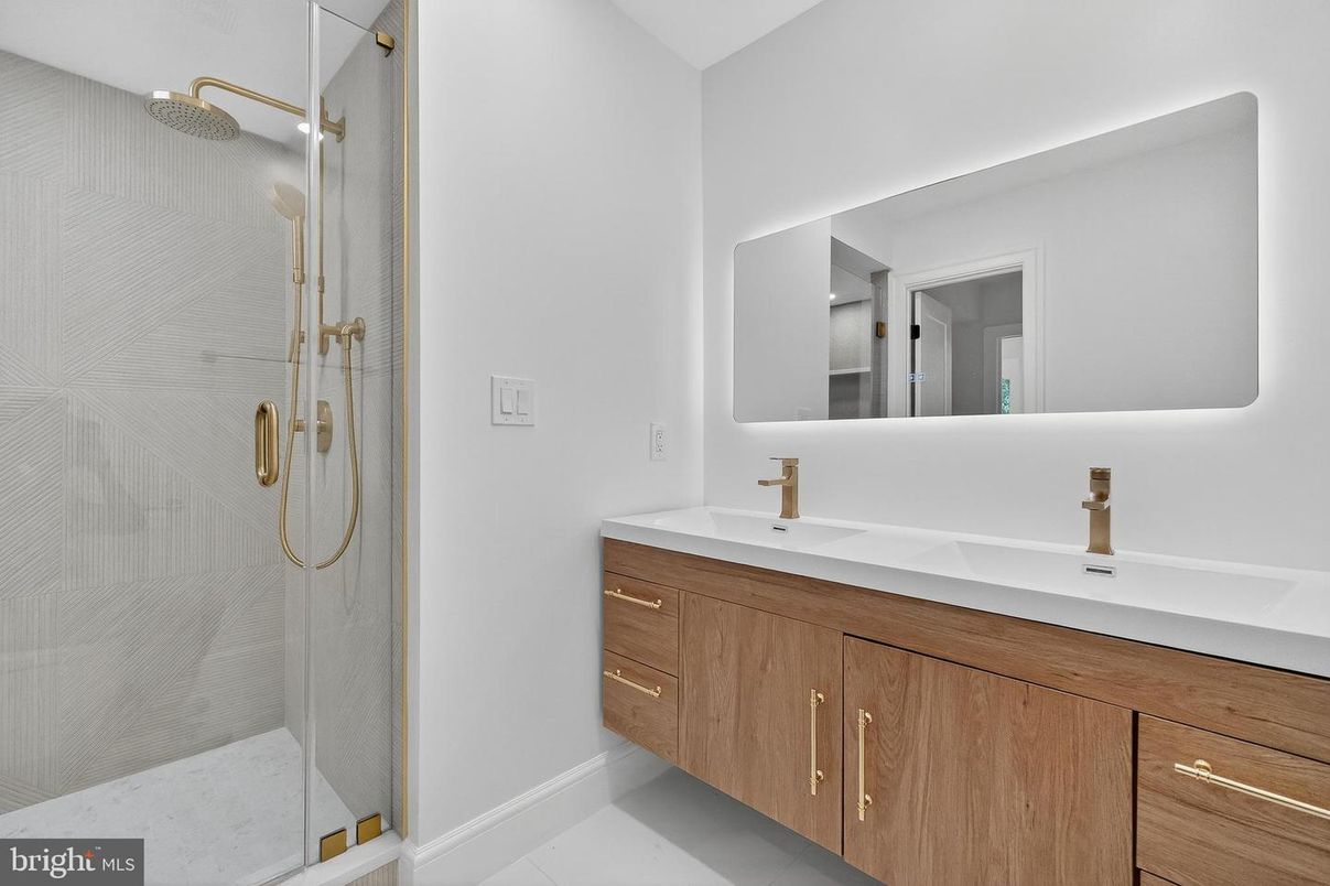 Bathroom, Dual Sink Vanities, Glass Shower, Interior