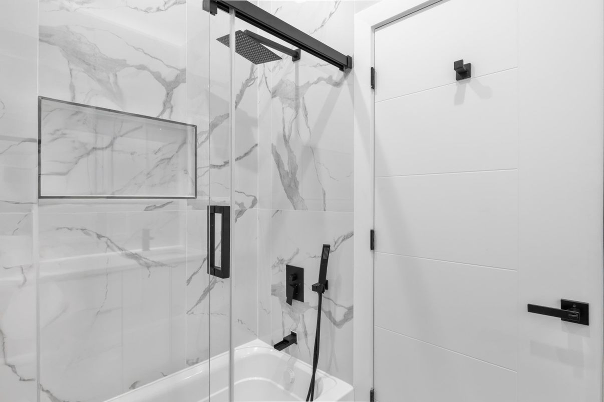 Bathroom, Glass Shower, Interior, Marble Walls
