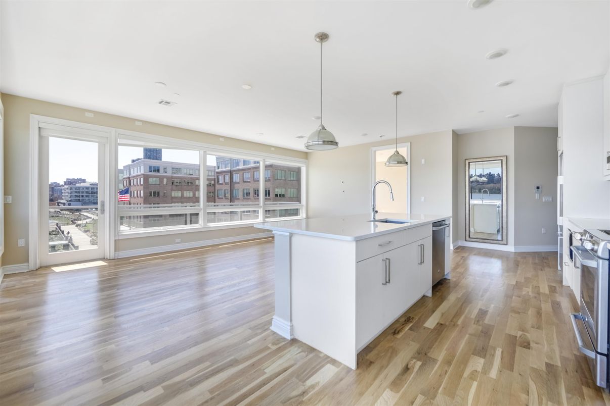 Interior, Kitchen, Pendant Lights, Recessed Lighting, Wood Texture Flooring