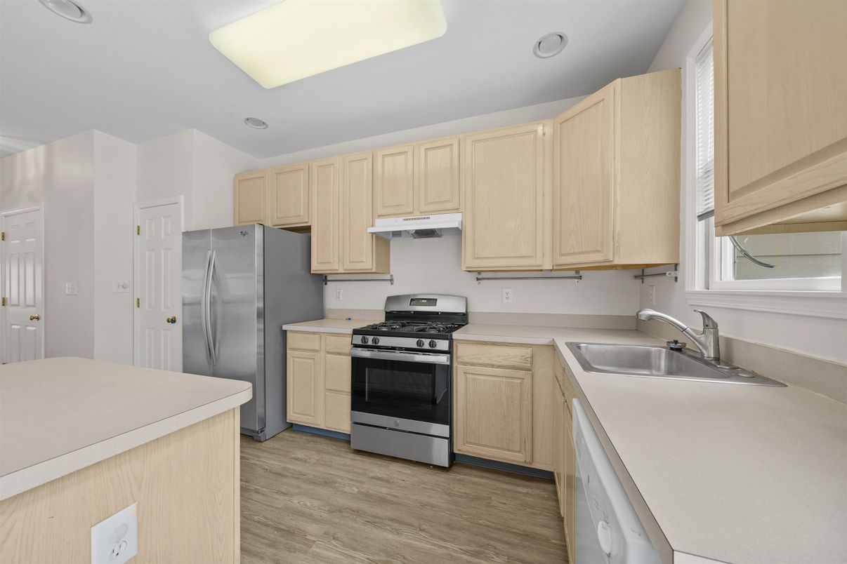 Interior, Kitchen, Recessed Lighting, Wood Texture Flooring