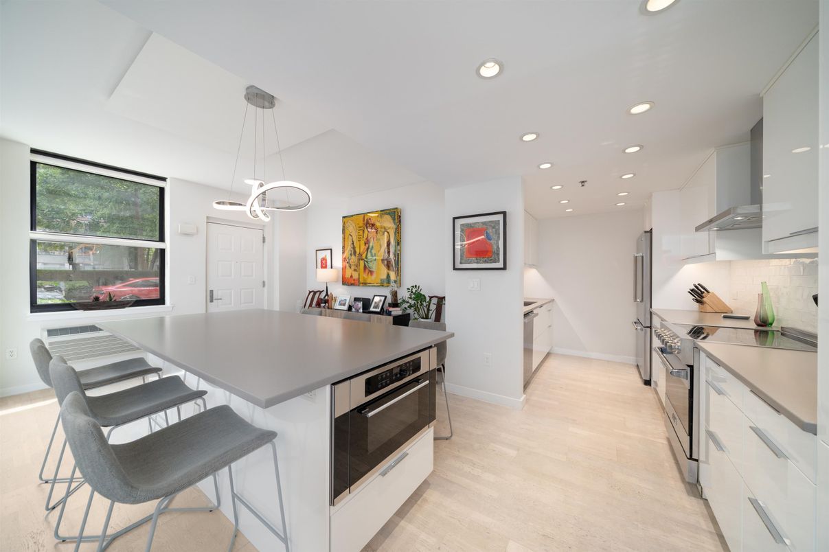 Interior, Kitchen, Pendant Lights, Recessed Lighting, Wood Texture Flooring