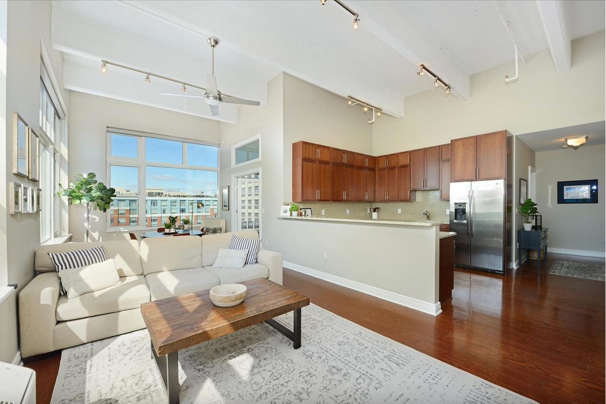 Interior, Kitchen, Living room, Stainless Steel Appliances, Wood Texture Flooring