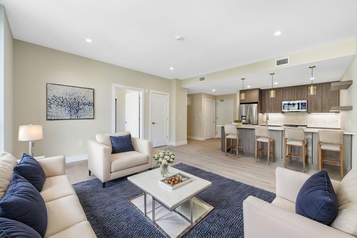 Interior, Kitchen, Living room, Pendant Lights, Recessed Lighting, Stainless Steel Appliances, Wood Texture Flooring