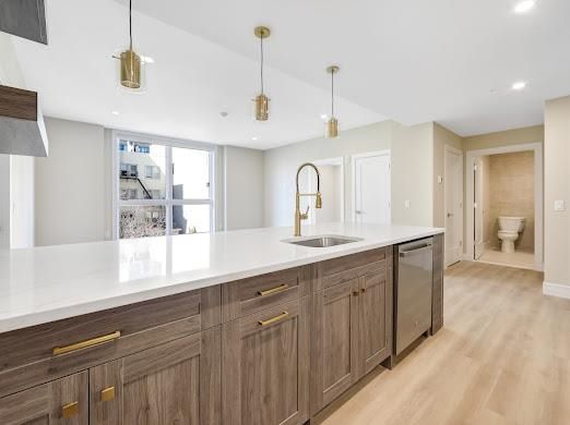 Interior, Kitchen, Pendant Lights, Recessed Lighting, Wood Texture Flooring