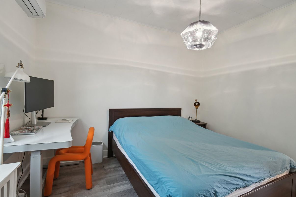 Bedroom, Home Office, Interior, Pendant Lights, Wood Texture Flooring