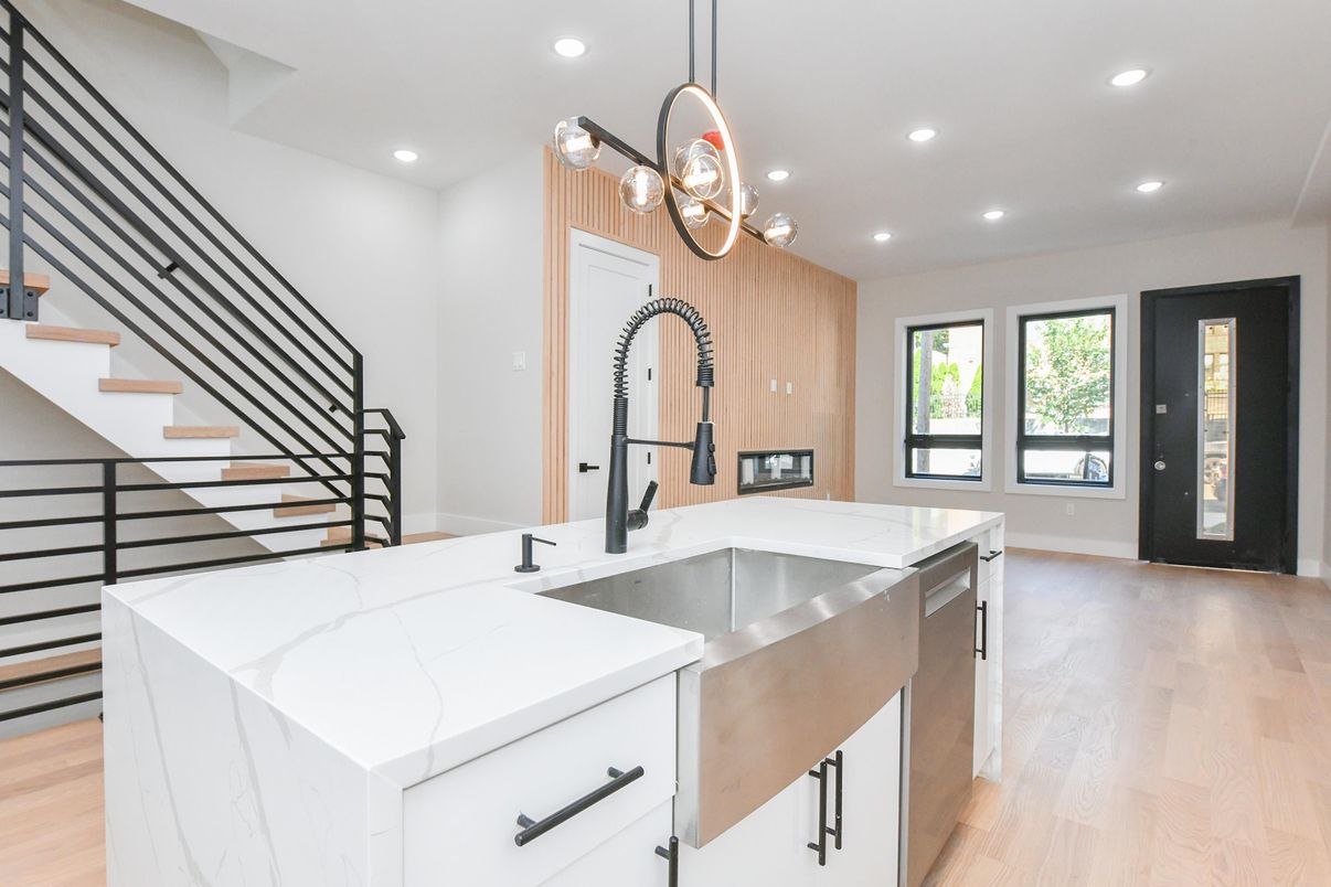 Interior, Kitchen, Pendant Lights, Recessed Lighting, Wood Texture Flooring