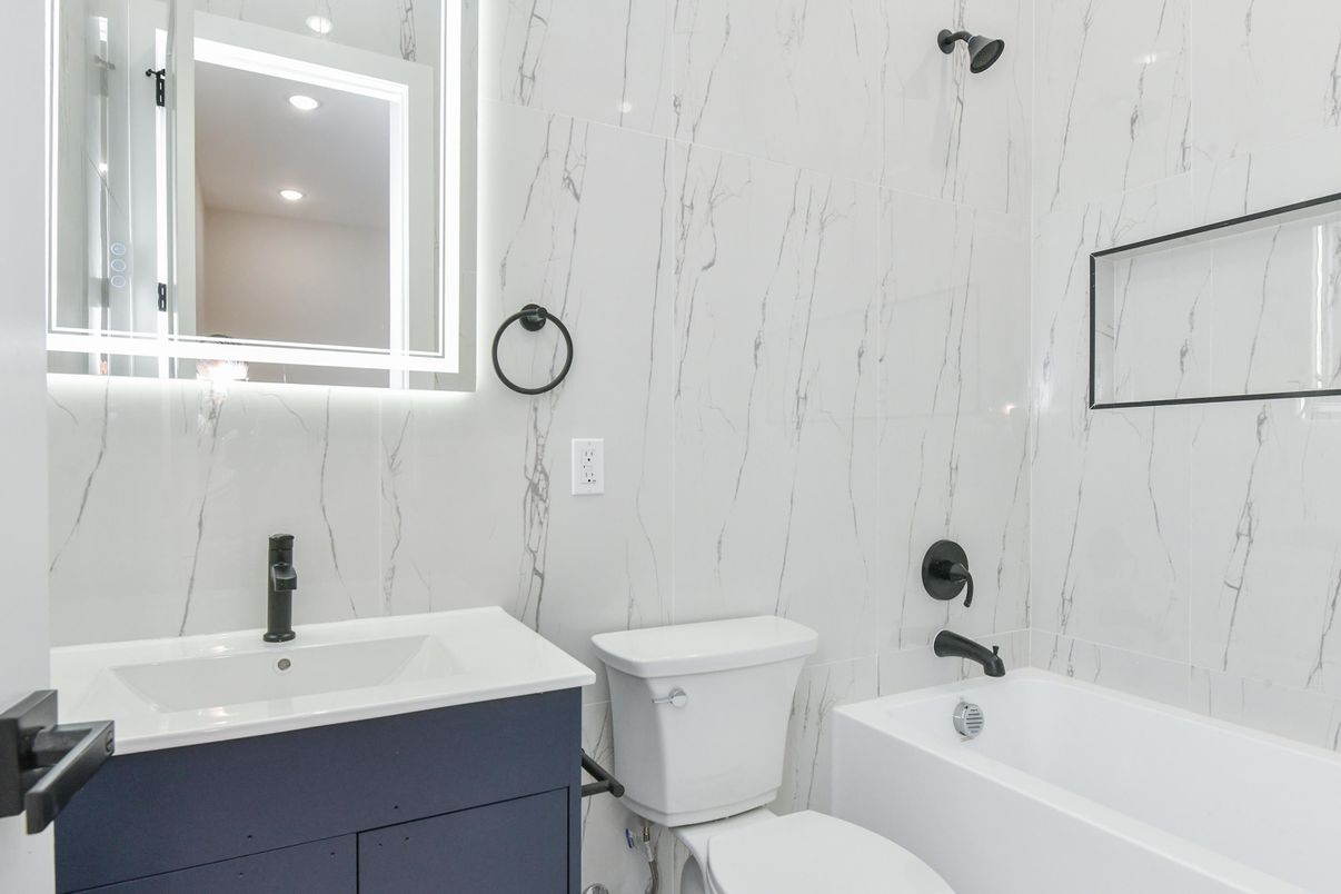 Bathroom, Interior, Marble Walls, Recessed Lighting