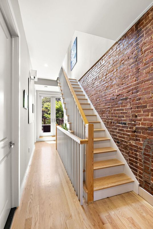 Interior, Recessed Lighting, Stone Walls, Wood Texture Flooring