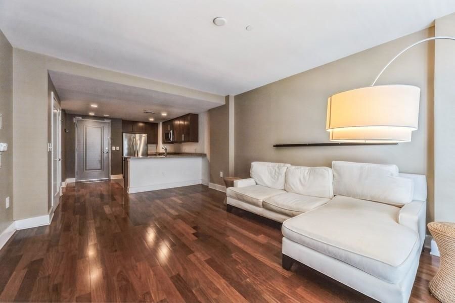 Interior, Kitchen, Living room, Recessed Lighting, Stainless Steel Appliances, Wood Texture Flooring
