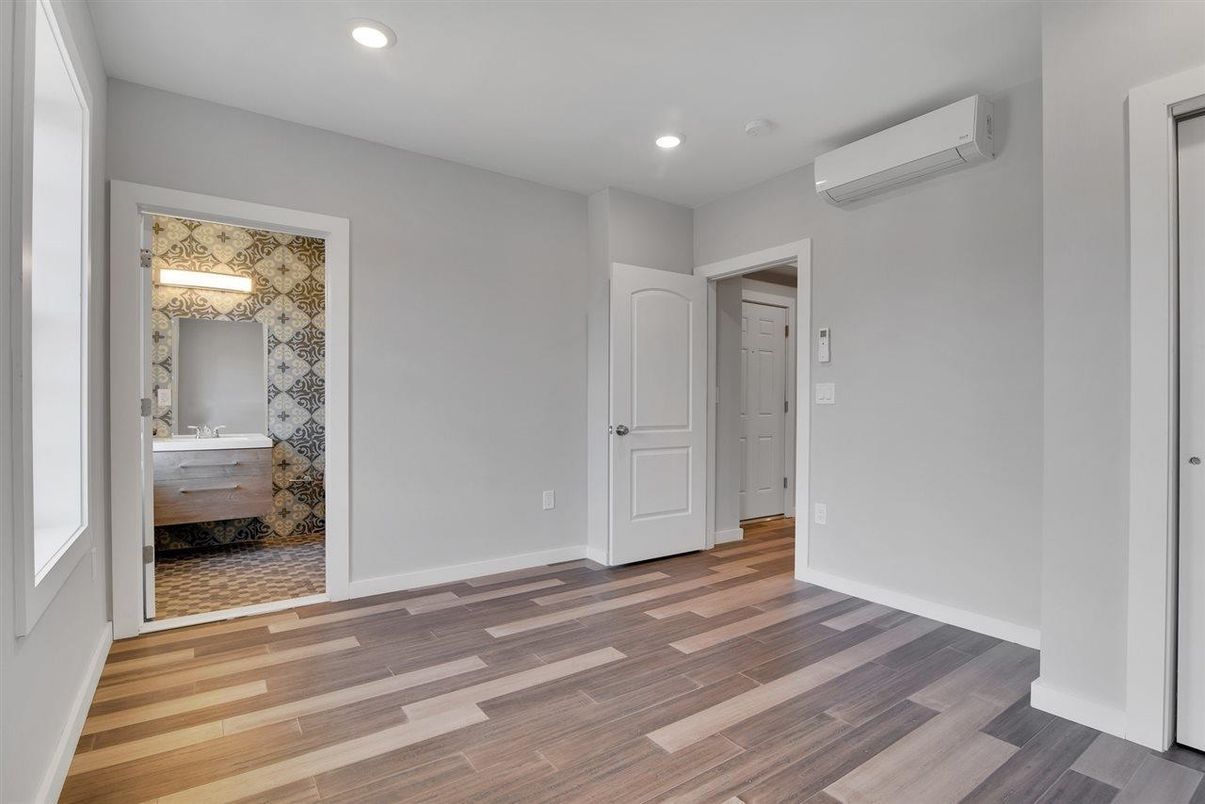 Bathroom, Empty room, Interior, Recessed Lighting, Wood Texture Flooring