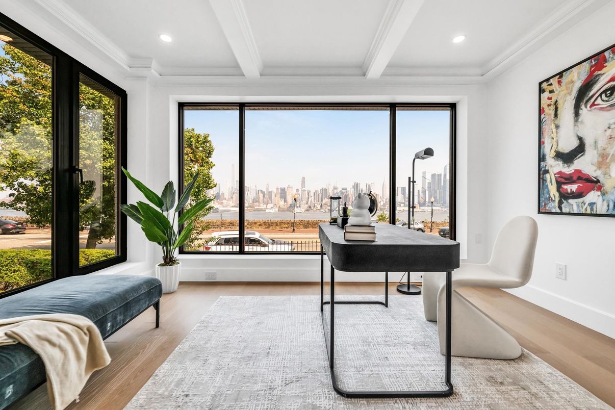 Home Office, Interior, Recessed Lighting, Wood Texture Flooring