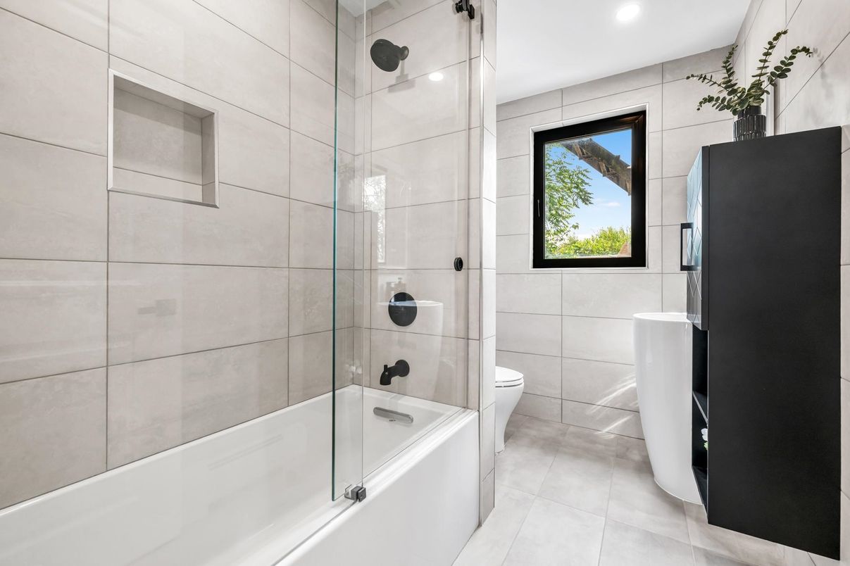 Bathroom, Glass Shower, Interior, Recessed Lighting