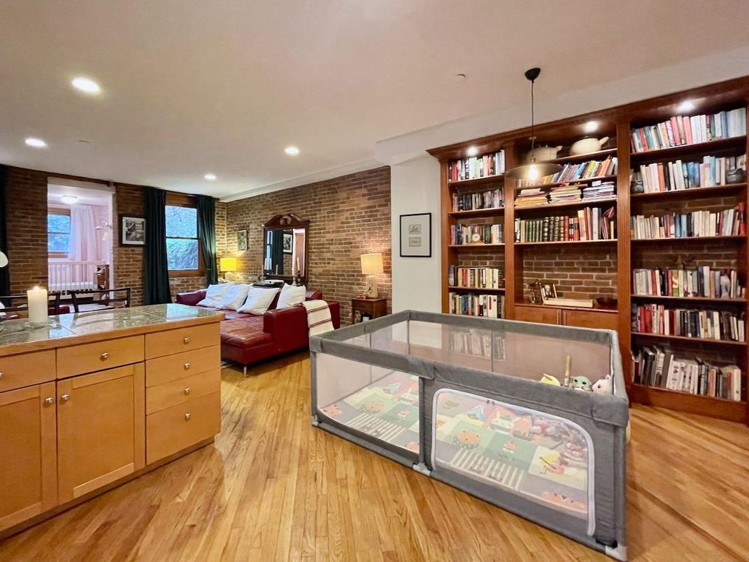 Interior, Pendant Lights, Recessed Lighting, Stone Walls, Wood Texture Flooring