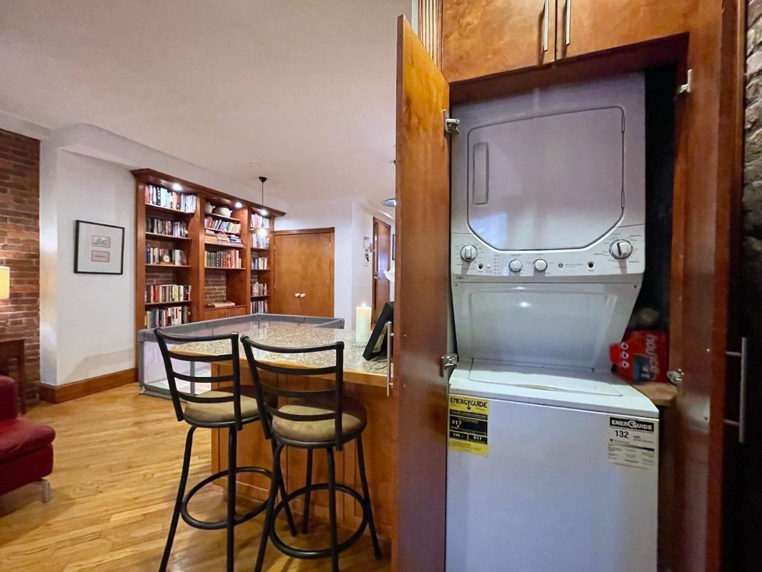 Interior, Pendant Lights, Utility Closets, Washer, Wood Texture Flooring