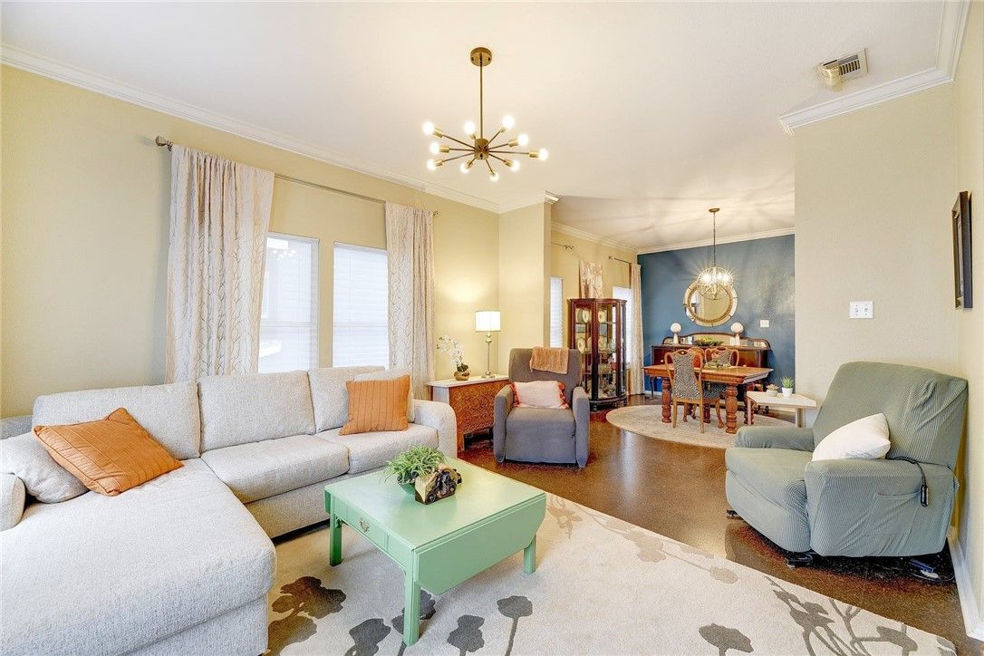 Dining room, Interior, Living room, Pendant Lights, Wood Texture Flooring